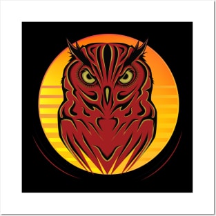 Hunting tattoo owl style Posters and Art